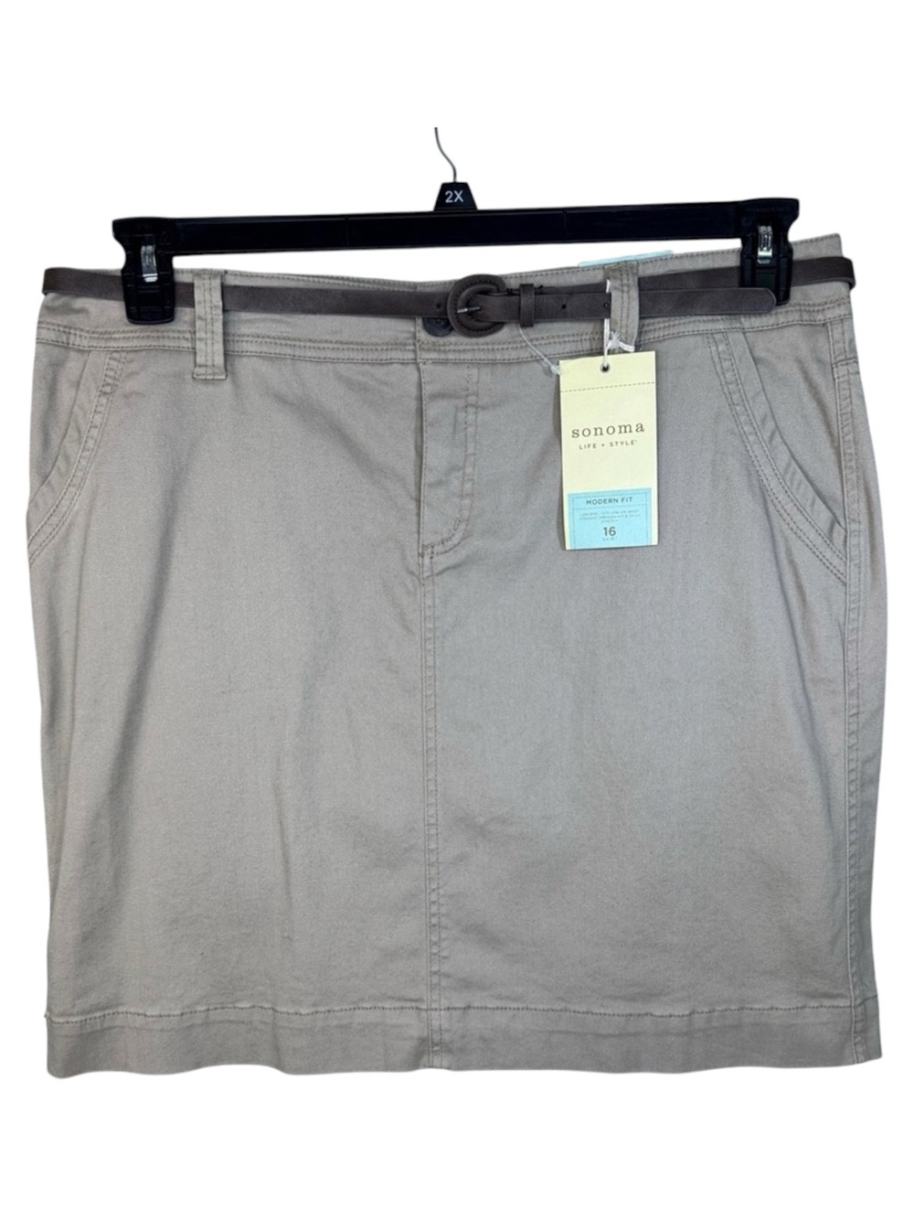 Sonoma Skirt Tan Mini Slim Brown Belt in Size 16 NWT